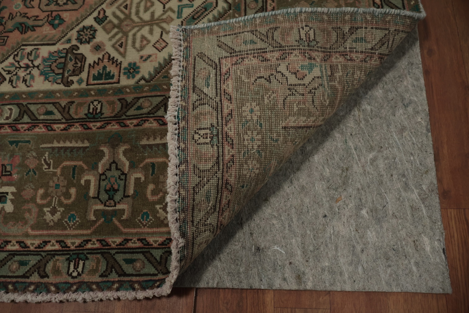 Elegant Pink Tabriz Antique-Style Rug in Subtle Earthy Tones 6x9