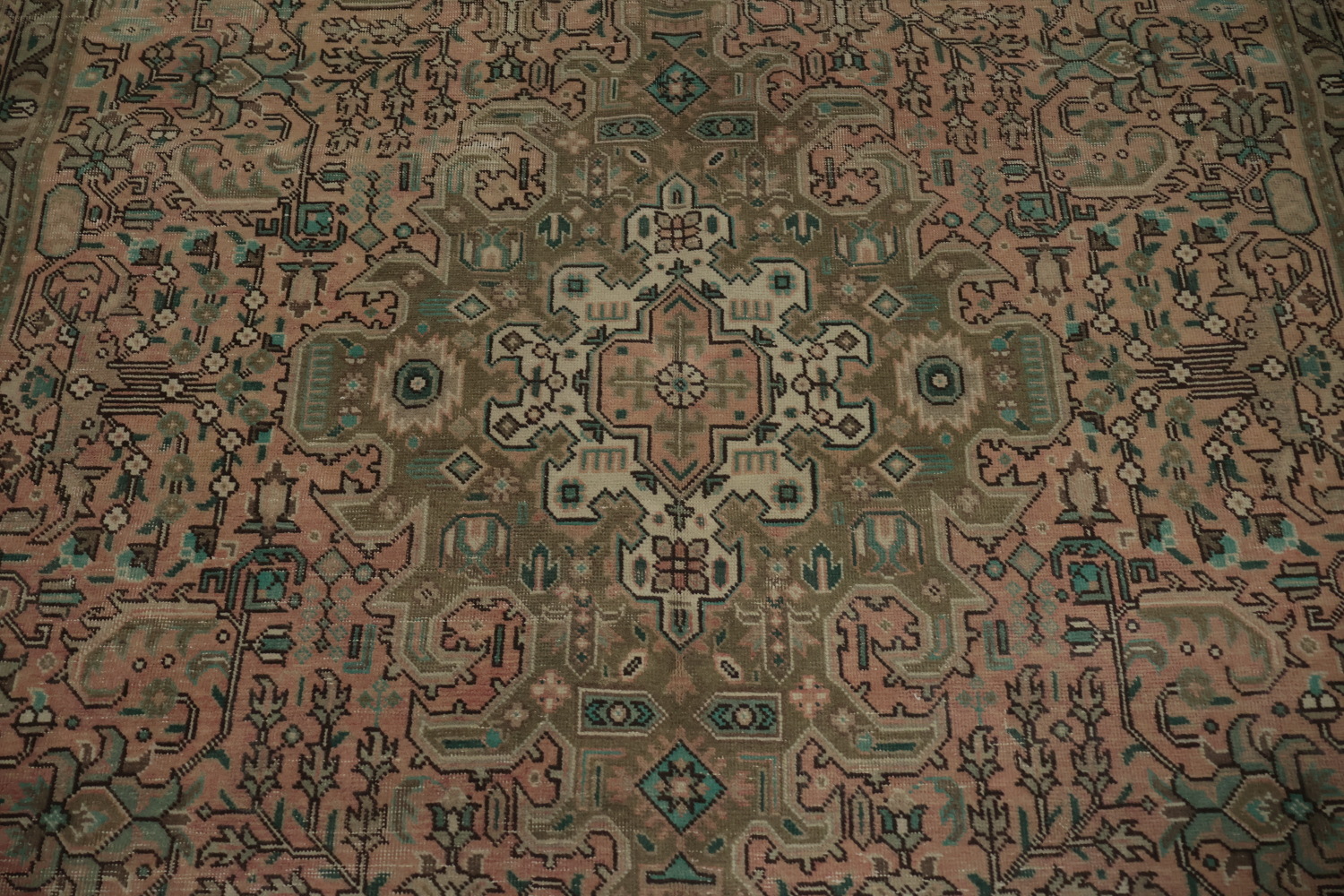 Elegant Pink Tabriz Antique-Style Rug in Subtle Earthy Tones 6x9