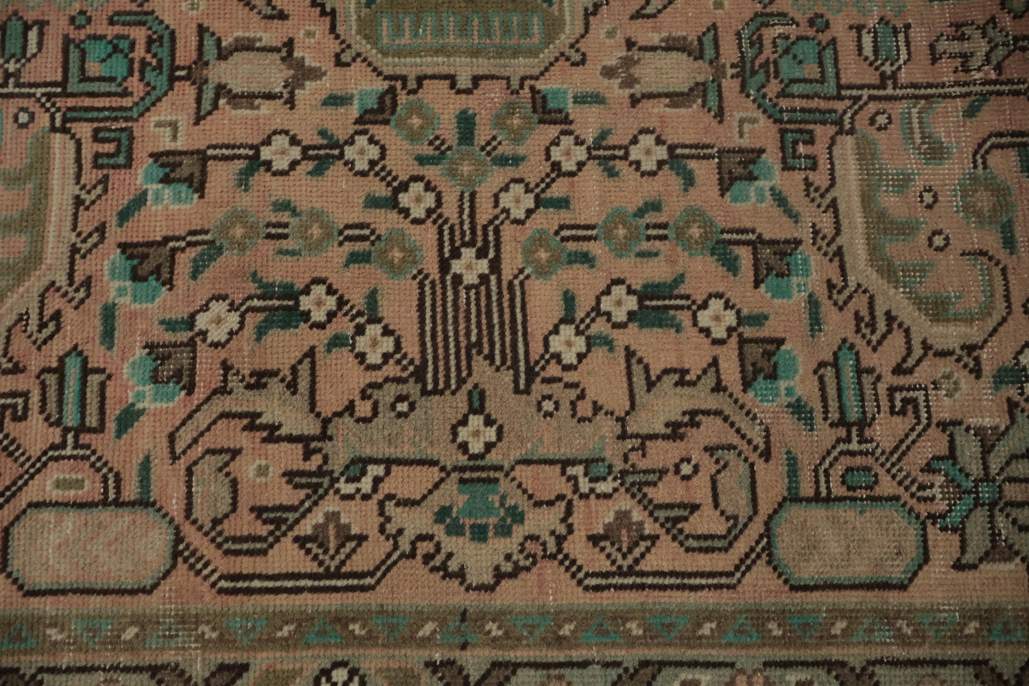 Elegant Pink Tabriz Antique-Style Rug in Subtle Earthy Tones 6x9