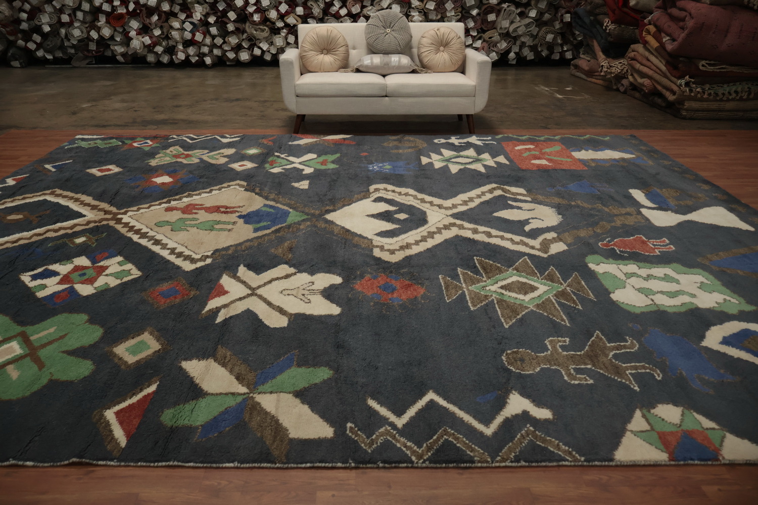 Bohemian Moroccan Large Rug 12x15 with Intricate Geometric Patterns