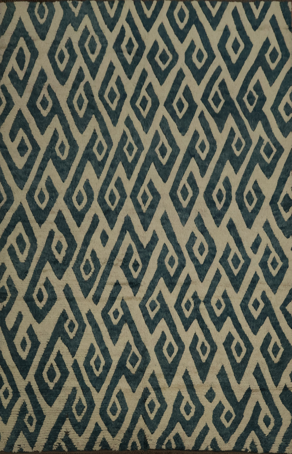 Ivory/ Blue Moroccan Shaggy Area Rug 9x11