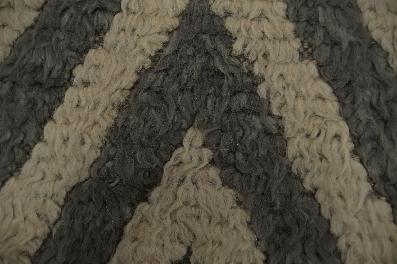 Modern Chevron Patterned Moroccan Shaggy Area Rug 9x11