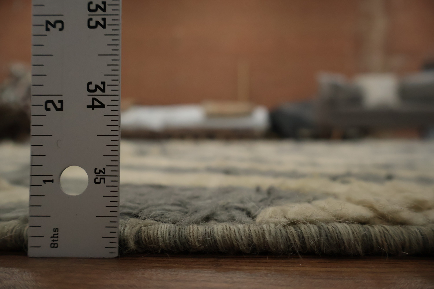 Modern Chevron Patterned Moroccan Shaggy Area Rug 9x11