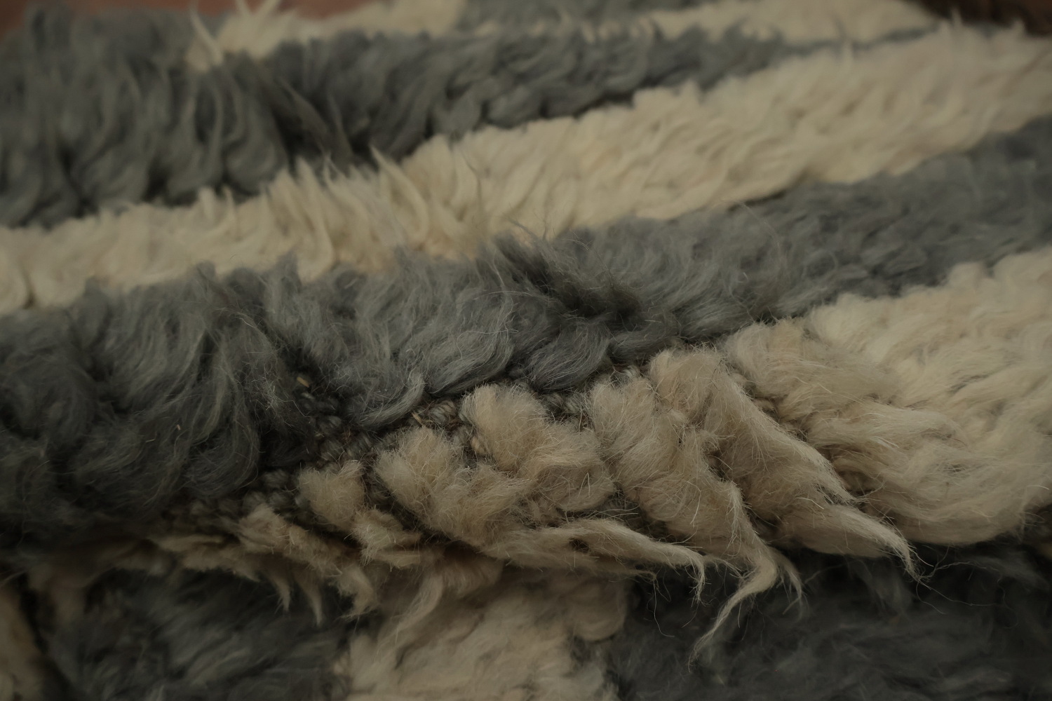 Modern Chevron Patterned Moroccan Shaggy Area Rug 9x11
