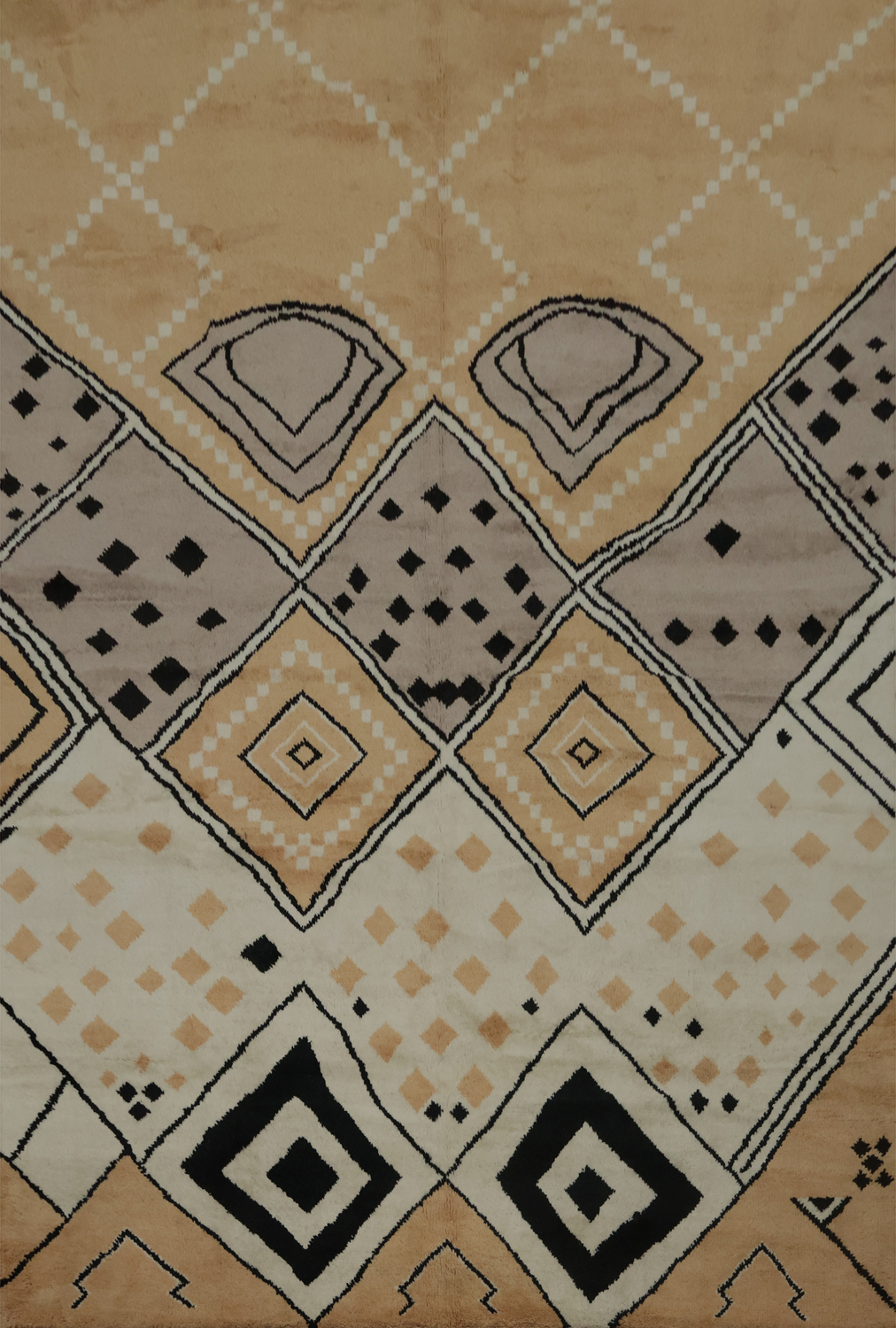 Large Moroccan Wool Area Rug 9x12 with Earthy Tone Design