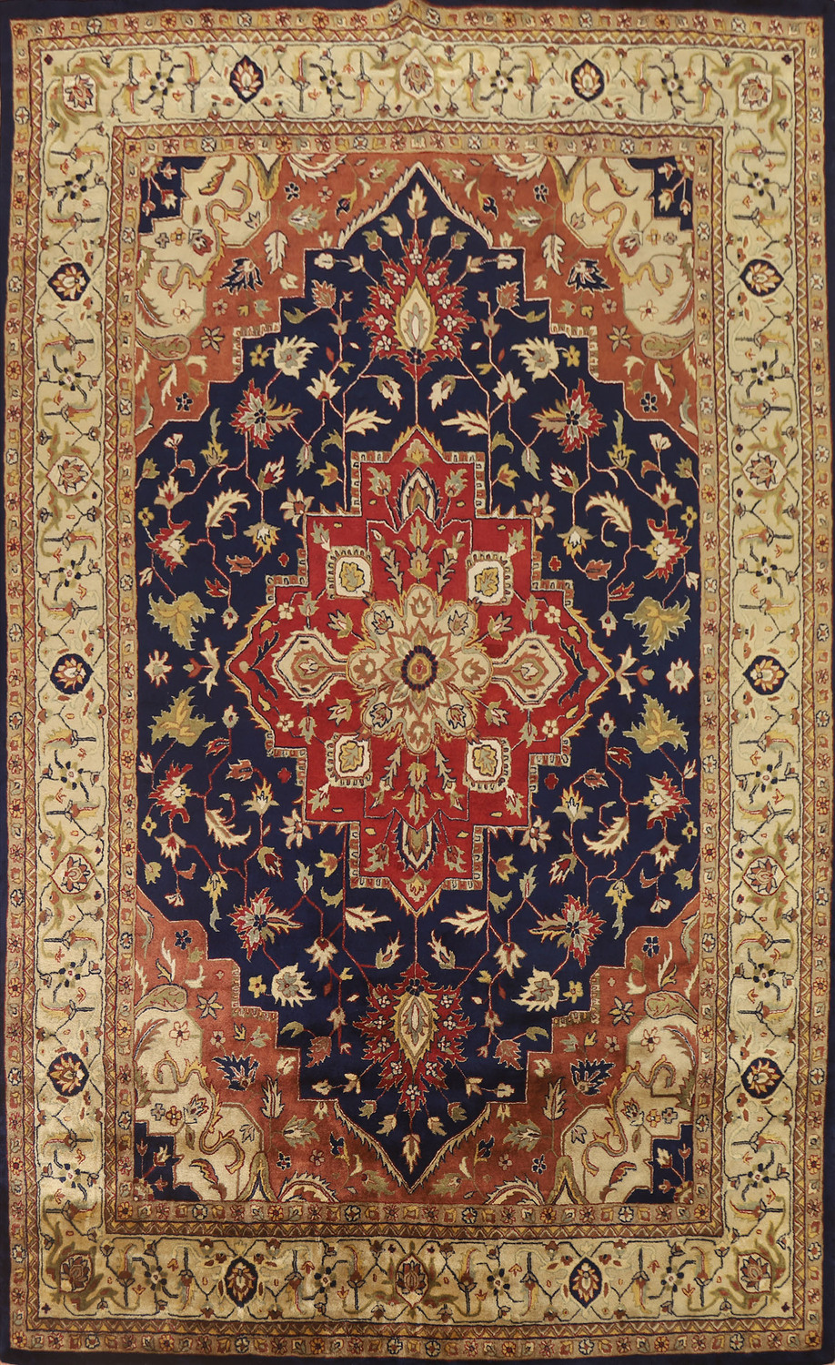 Navy Blue Heriz Hand Tufted Area Rug 10x14