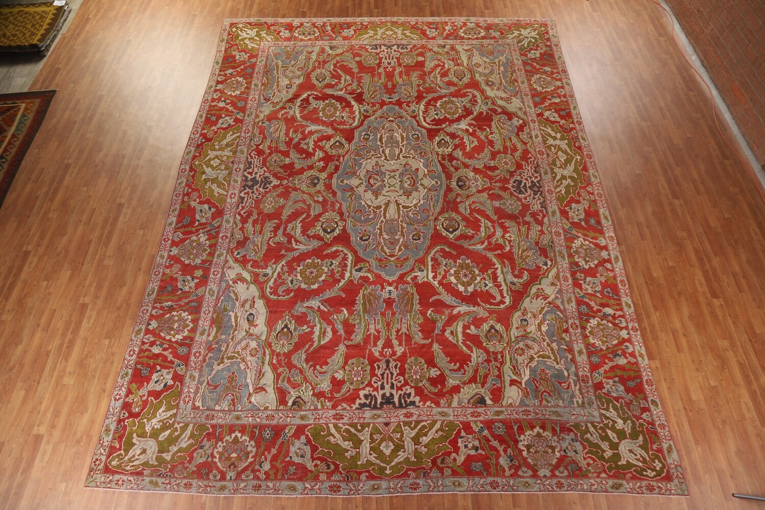 Pre-1900 Antique Vegetable Dye Sultanabad Persian Large Rug 12x17