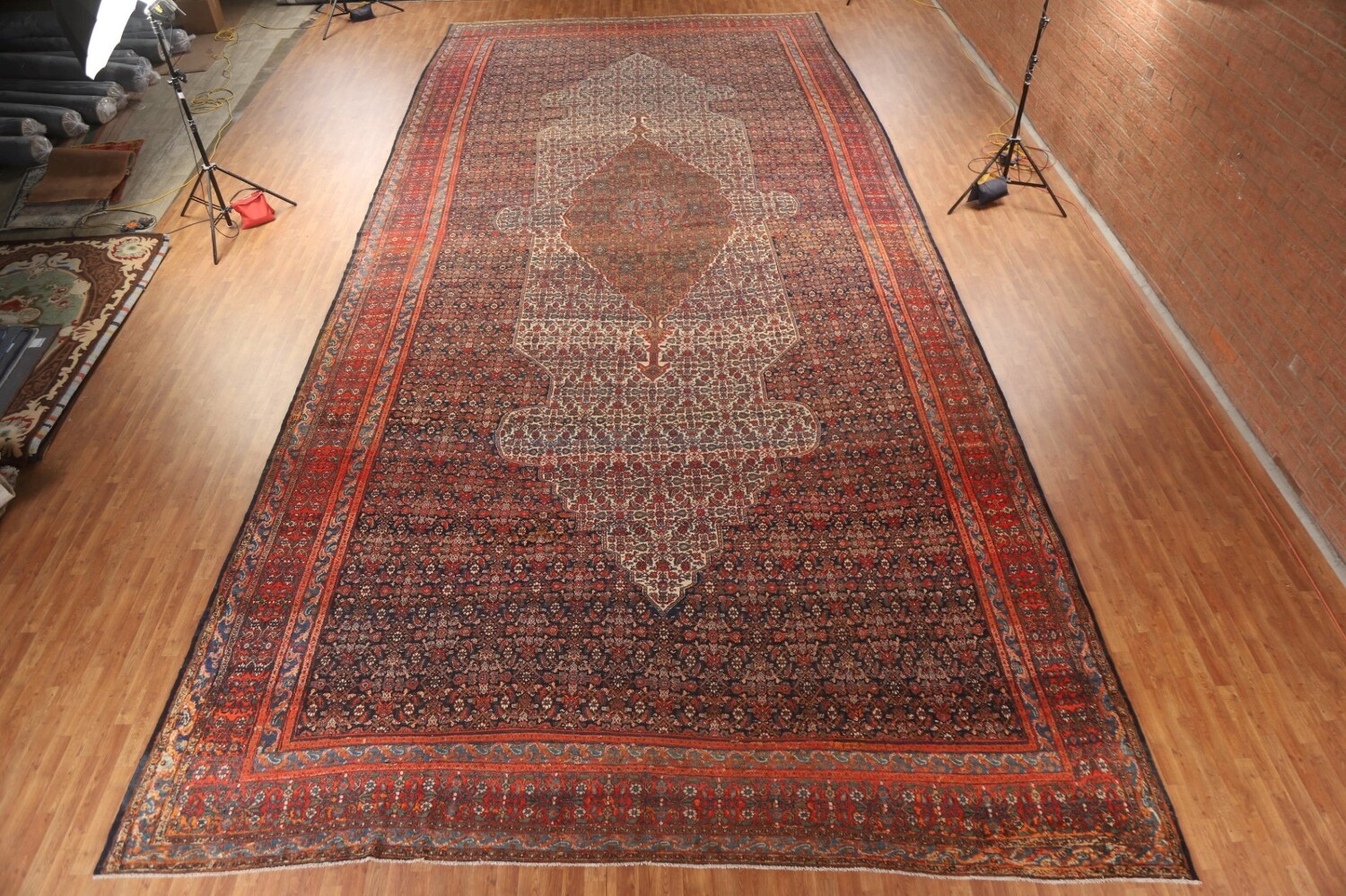 Pre-1900 Antique Vegetable Dye Bibikabad Persian Rug 14x31