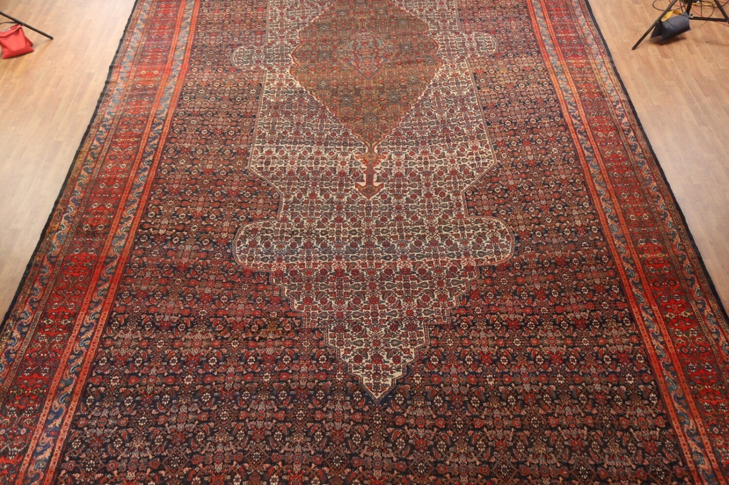 Pre-1900 Antique Vegetable Dye Bibikabad Persian Rug 14x31