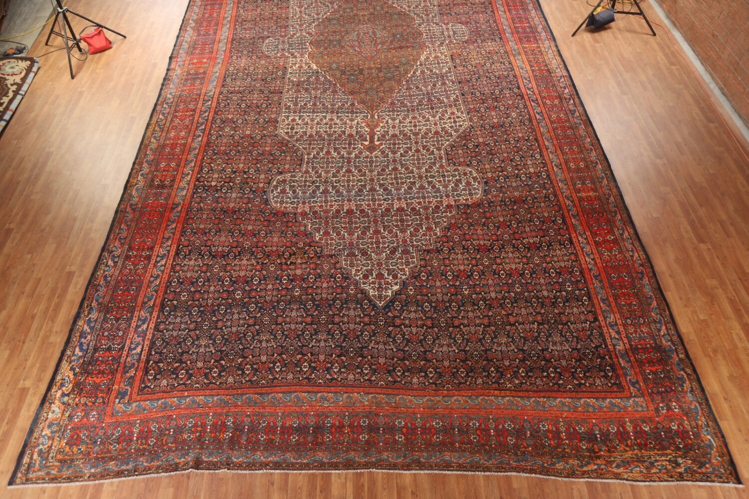 Pre-1900 Antique Vegetable Dye Bibikabad Persian Rug 14x31