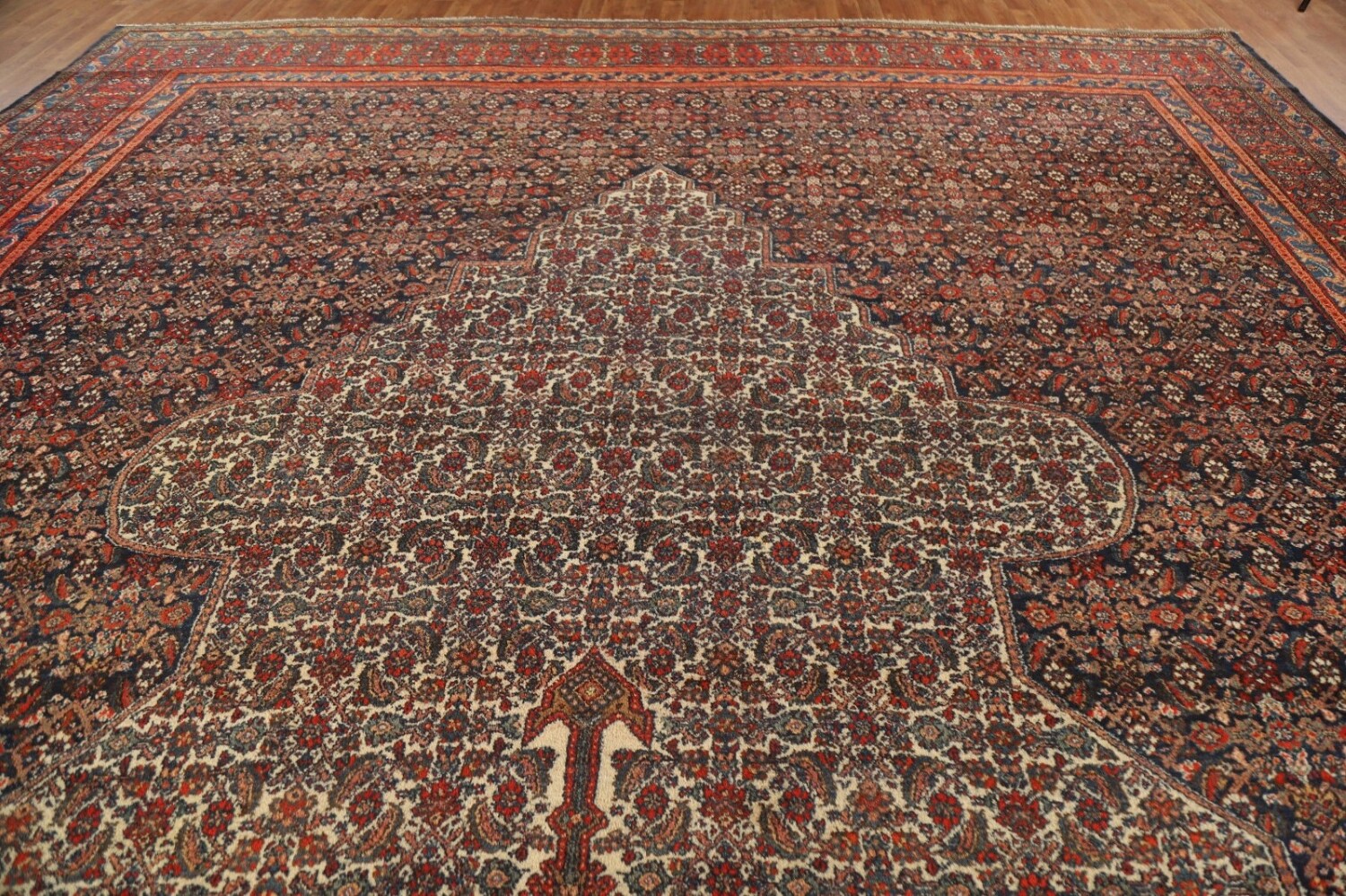 Pre-1900 Antique Vegetable Dye Bibikabad Persian Rug 14x31