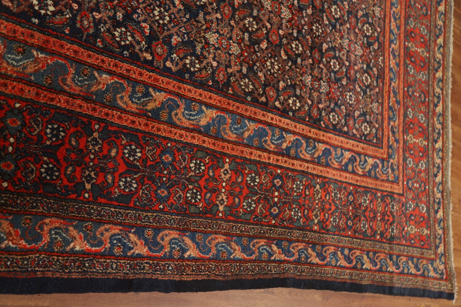 Pre-1900 Antique Vegetable Dye Bibikabad Persian Rug 14x31