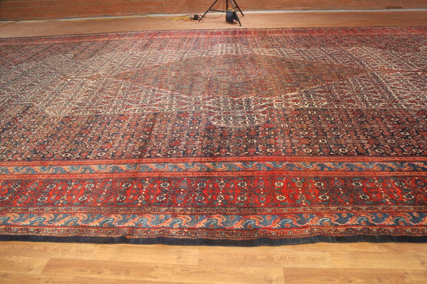 Pre-1900 Antique Vegetable Dye Bibikabad Persian Rug 14x31