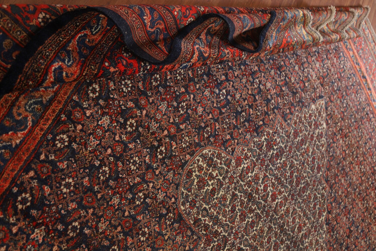 Pre-1900 Antique Vegetable Dye Bibikabad Persian Rug 14x31