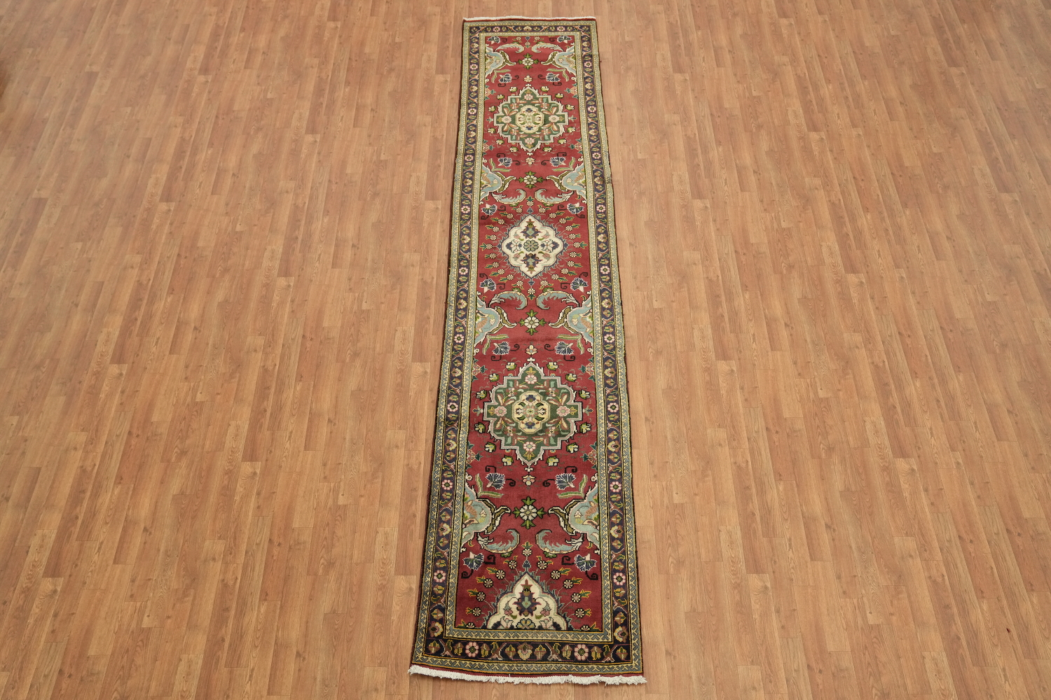 Luxurious Tabriz Persian Red Runner Rug with Rich Floral Motifs 3x13 ft