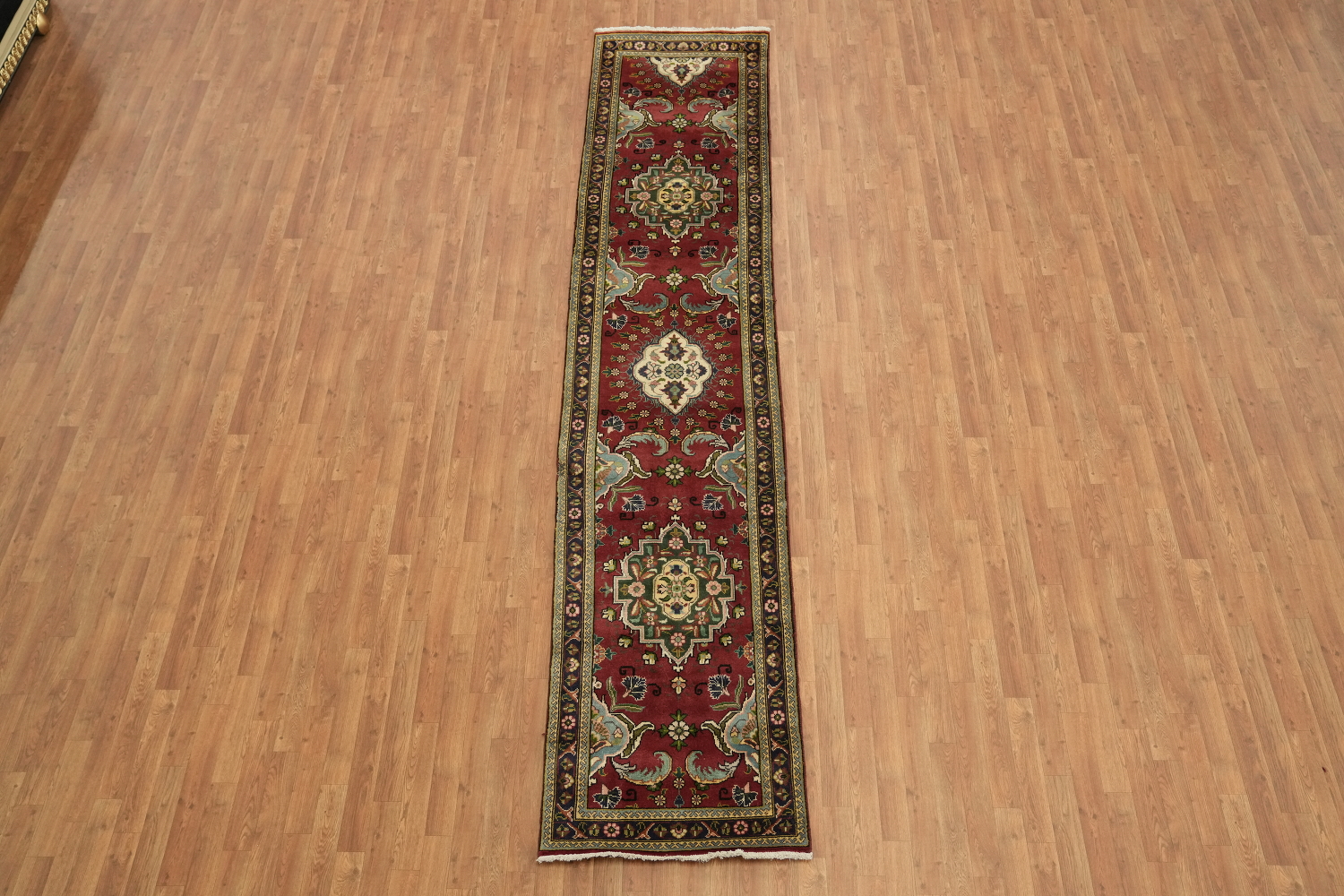 Luxurious Tabriz Persian Red Runner Rug with Rich Floral Motifs 3x13 ft