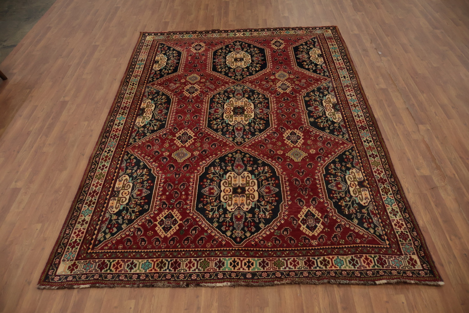Exquisite Handmade Persian Rug with Rich Red and Blue Hues 7x10