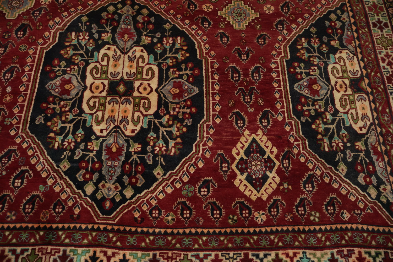 Exquisite Handmade Persian Rug with Rich Red and Blue Hues 7x10