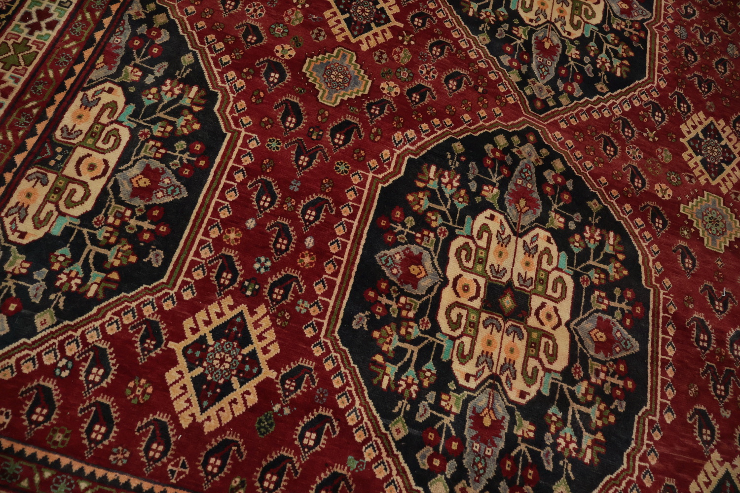 Exquisite Handmade Persian Rug with Rich Red and Blue Hues 7x10
