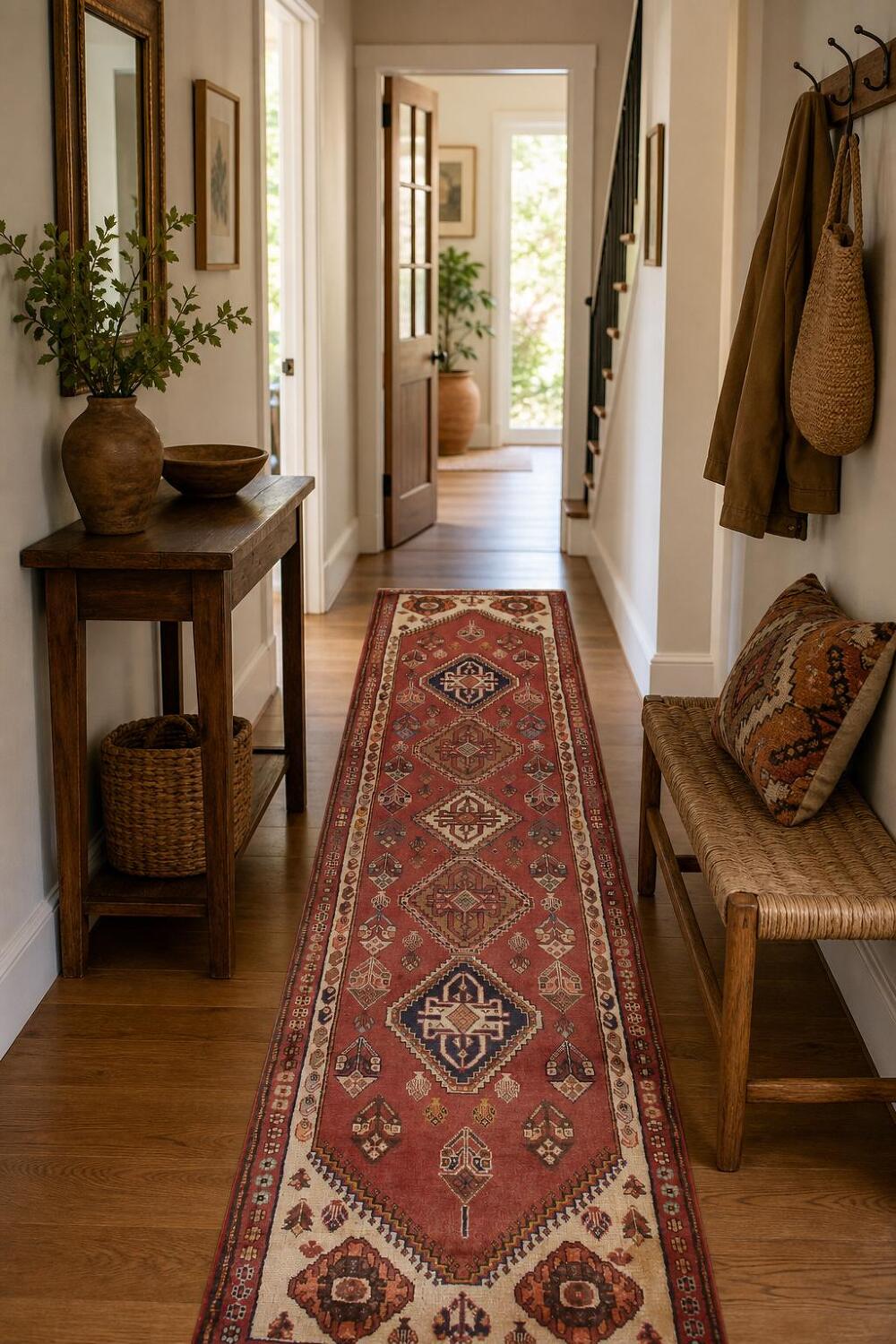 Vintage Wool Shiraz Persian Runner Rug 2x9