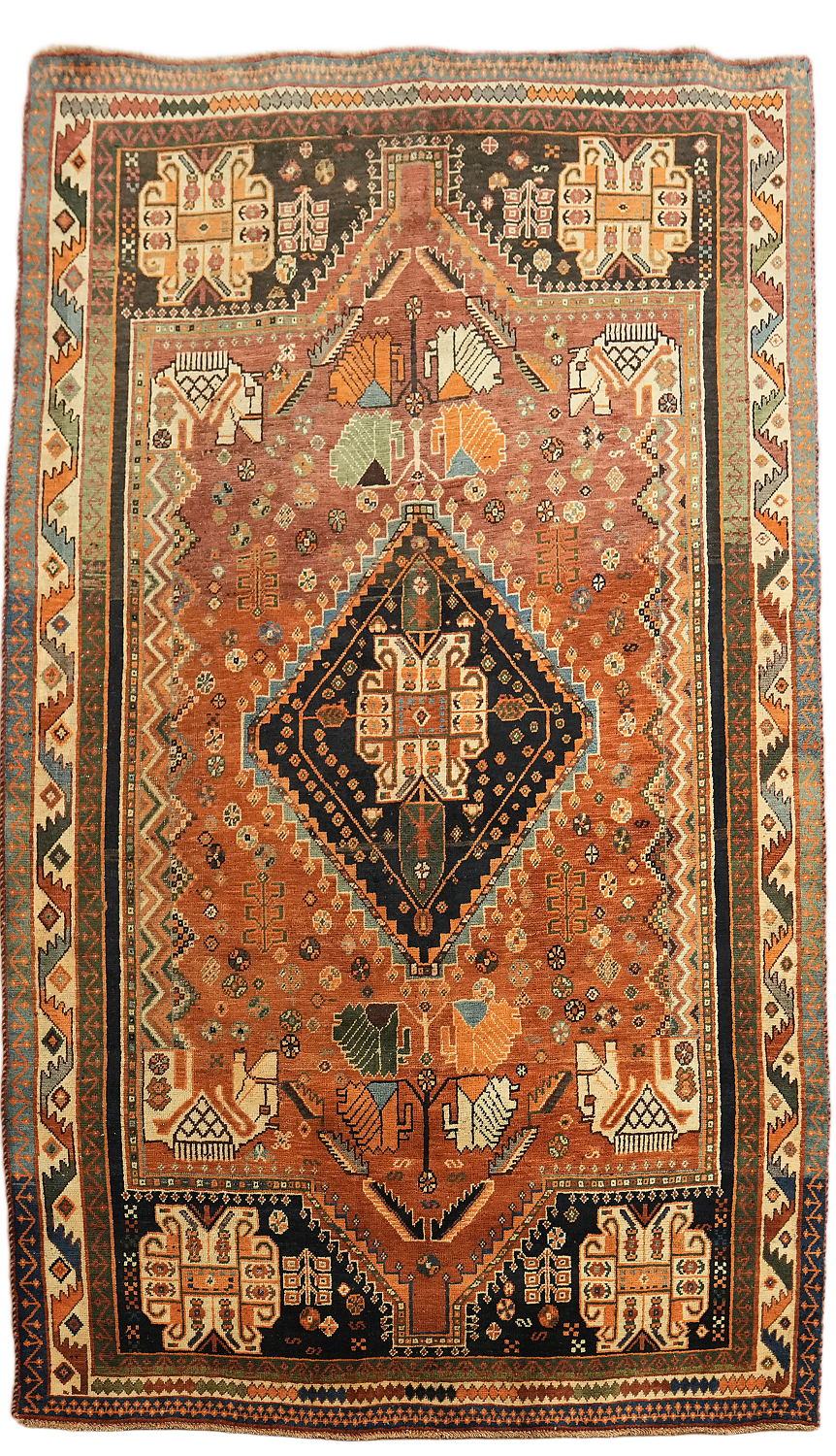 Antique Dynasty Tribal Shiraz Persian Area Rug 6x9 ft