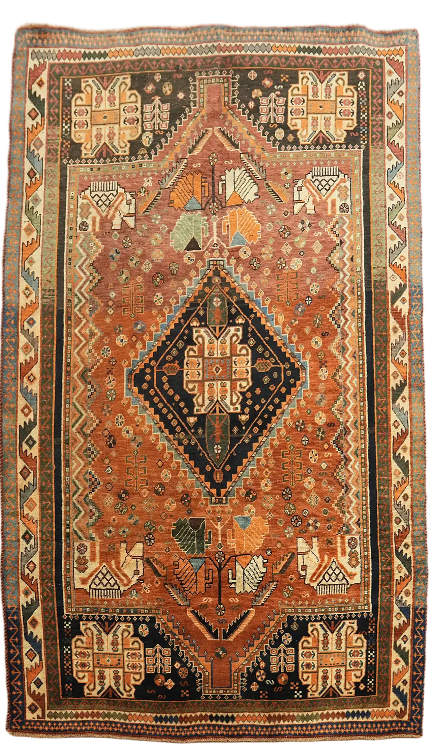 Antique Dynasty Tribal Shiraz Persian Area Rug 6x9 ft