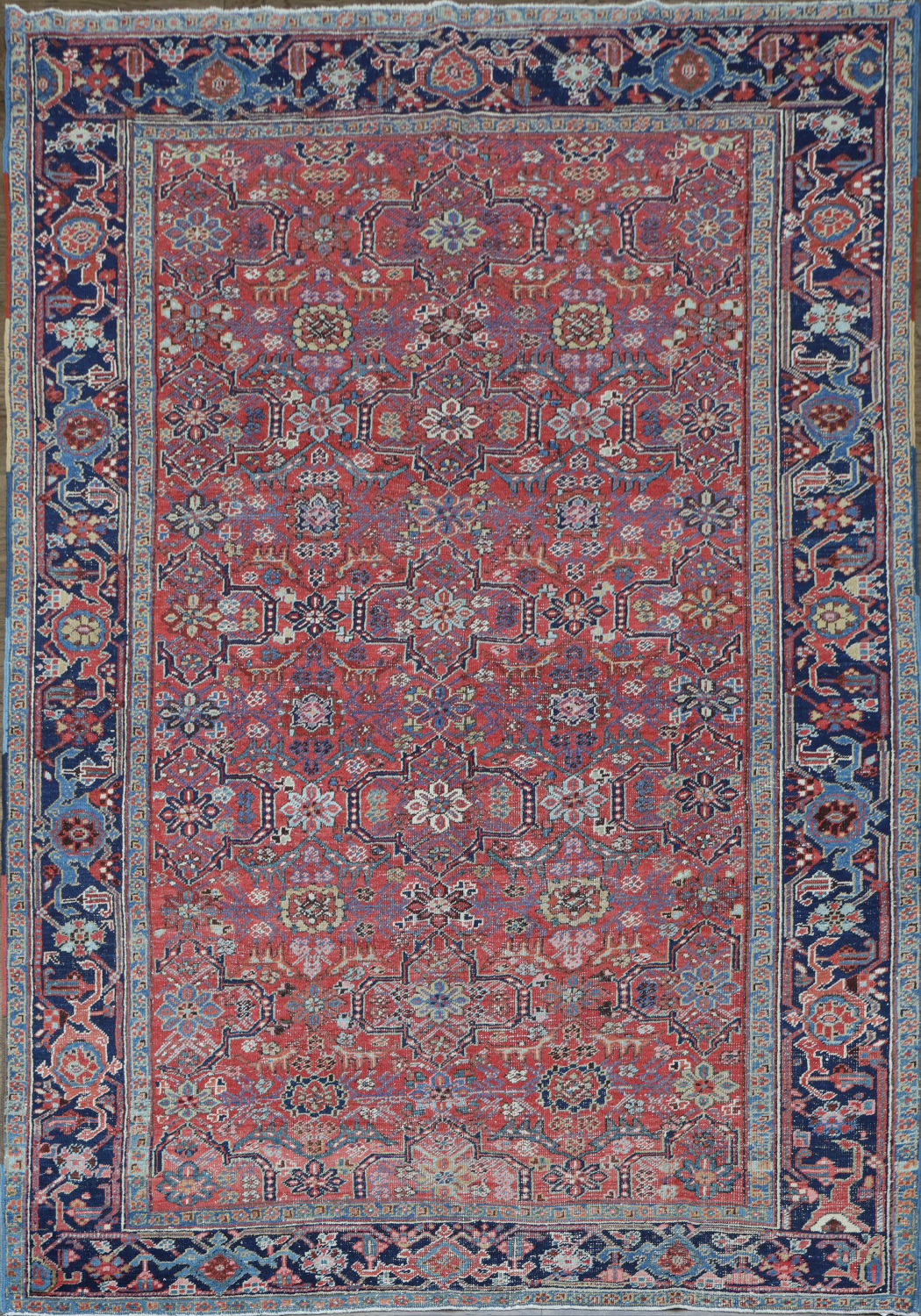 Pre-1900 Antique Heriz Serapi Vegetable Dye Persian Rug 8x11
