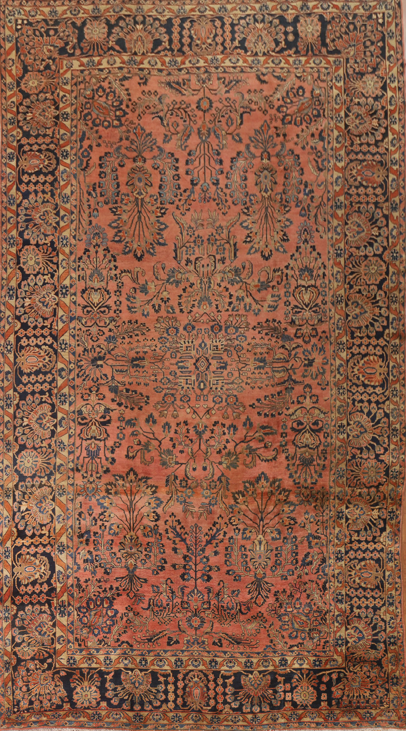 Antique vegetable dye sarouk large persian rug 10x16