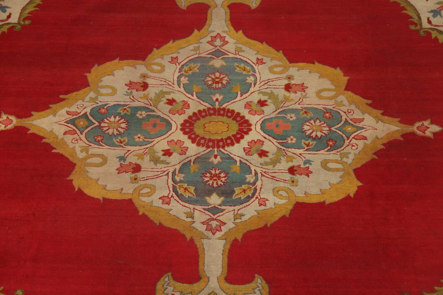 Pre-1900 Antique Agra Vegetable Dye Square Rug 13x13