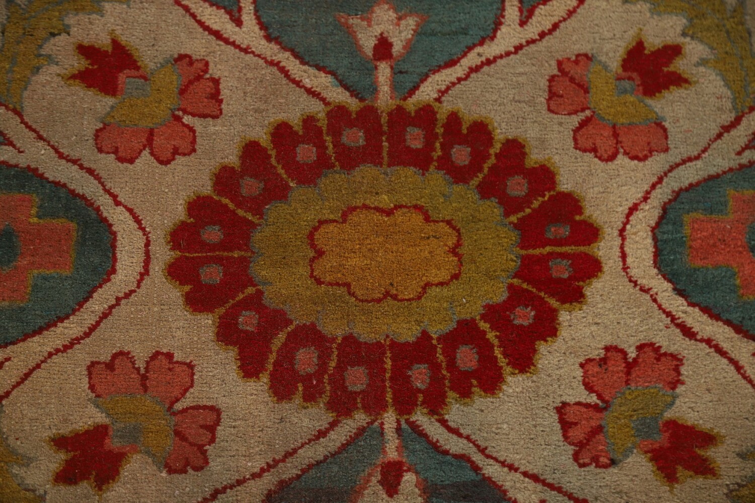 Pre-1900 Antique Agra Vegetable Dye Square Rug 13x13
