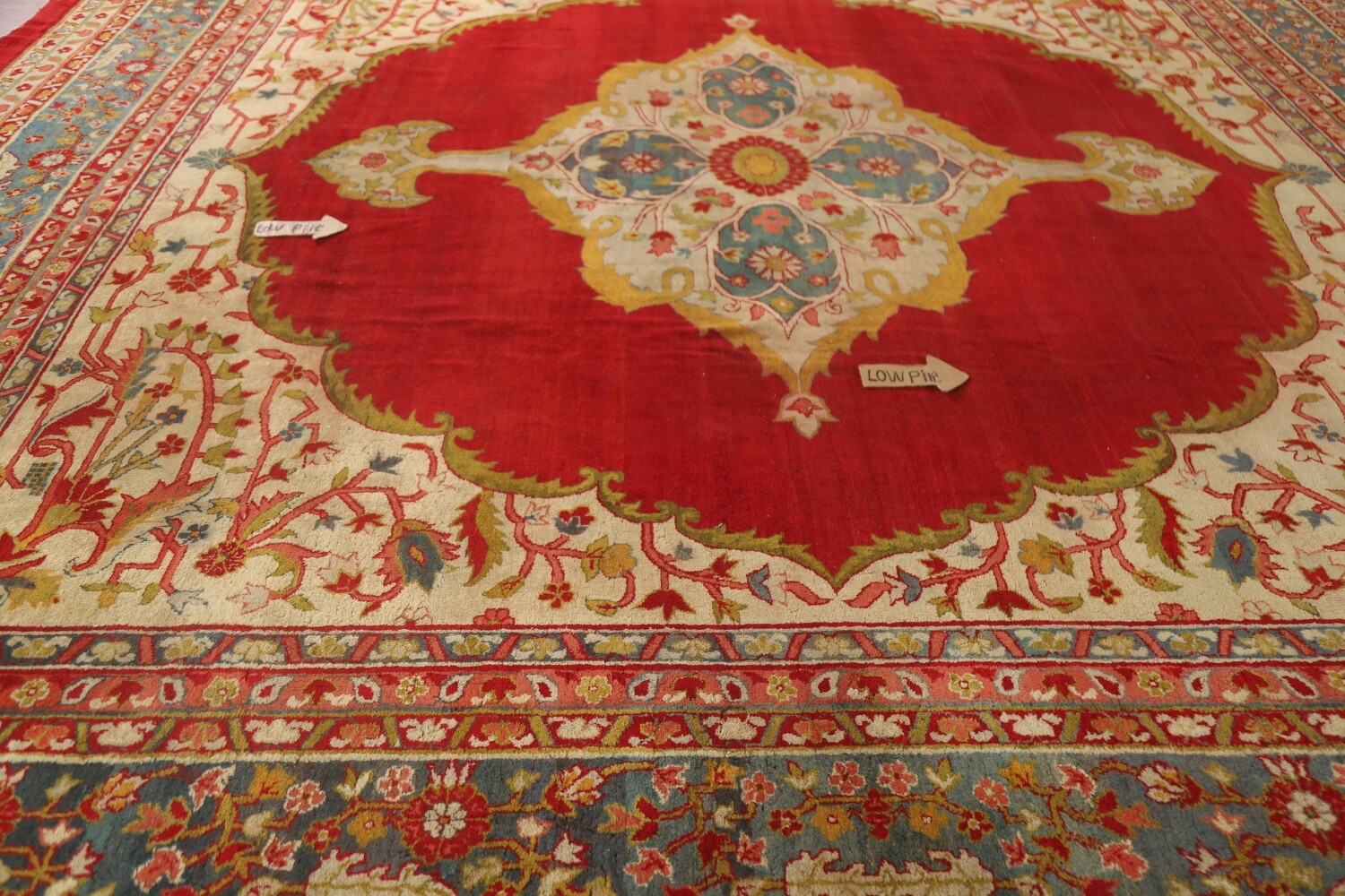 Pre-1900 Antique Agra Vegetable Dye Square Rug 13x13
