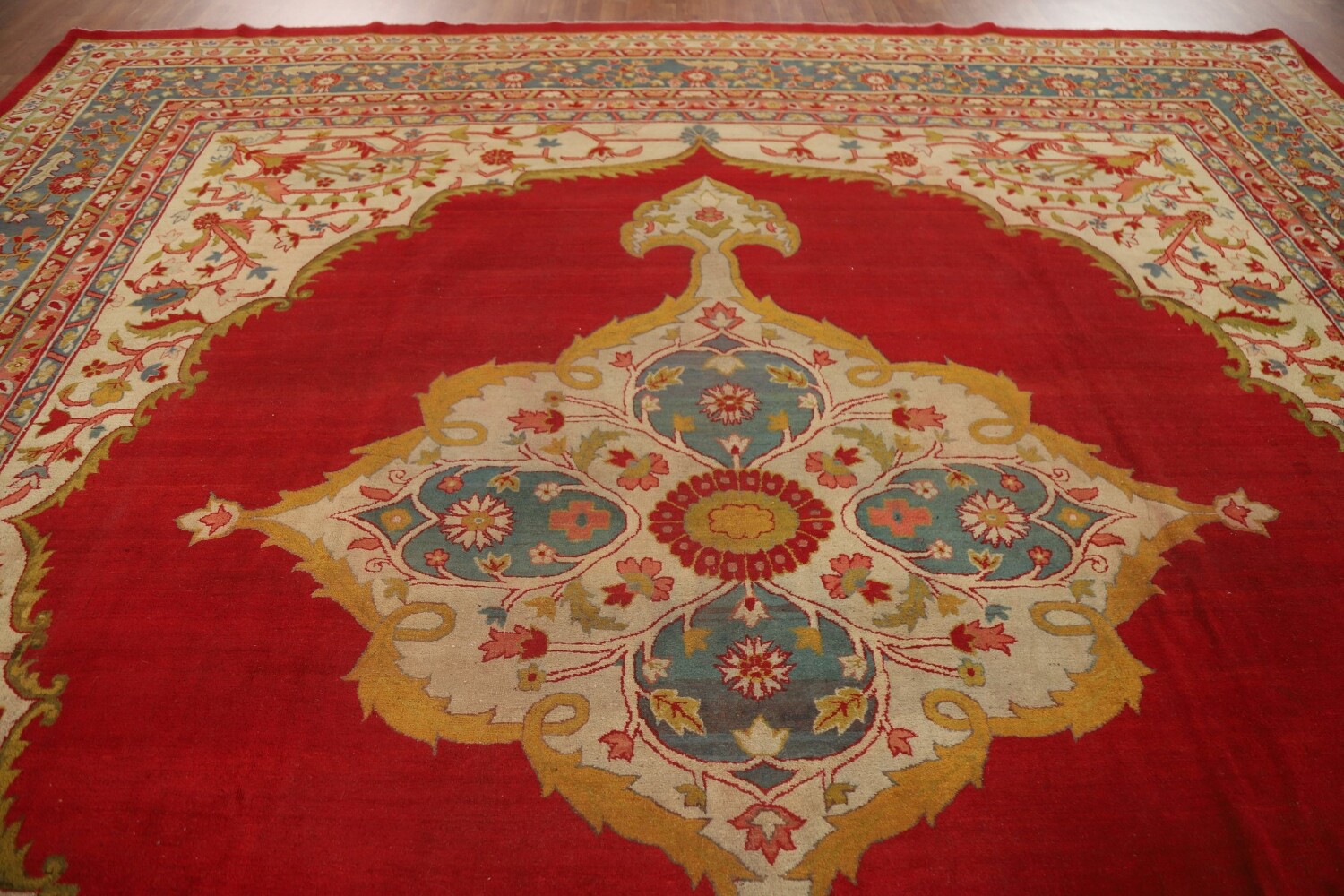 Pre-1900 Antique Agra Vegetable Dye Square Rug 13x13