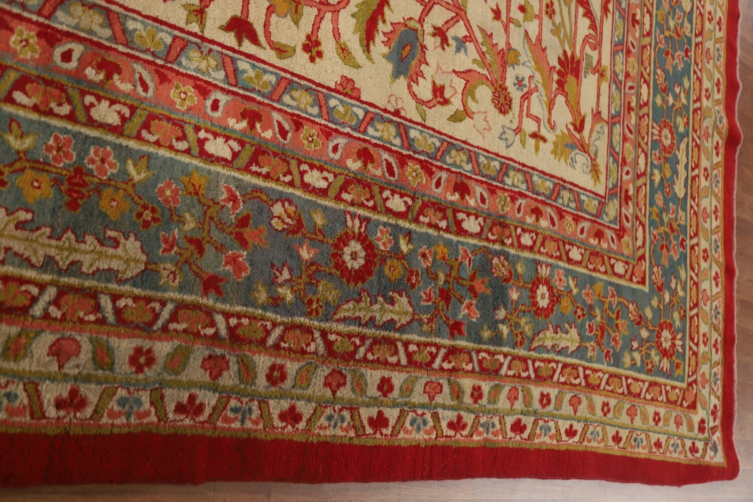 Pre-1900 Antique Agra Vegetable Dye Square Rug 13x13