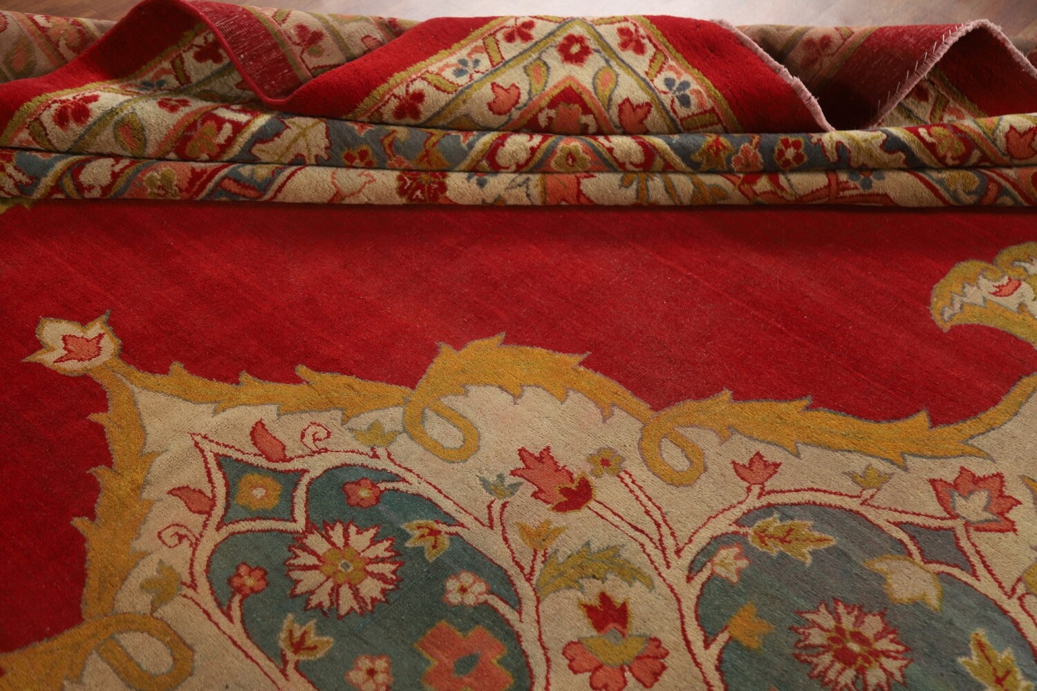Pre-1900 Antique Agra Vegetable Dye Square Rug 13x13