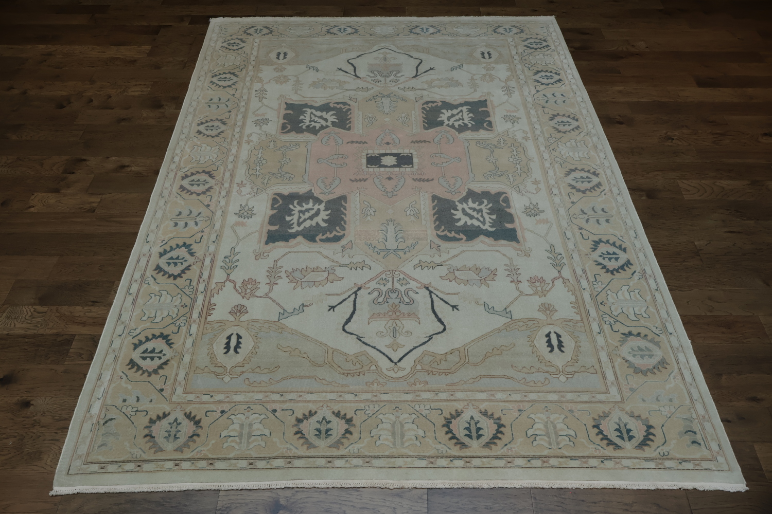 Vegetable Dye Geometric Vintage Heriz Persian Area Rug 9x12
