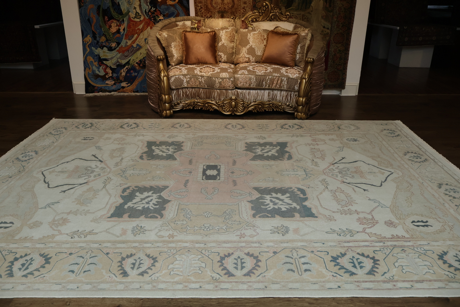 Vegetable Dye Geometric Vintage Heriz Persian Area Rug 9x12