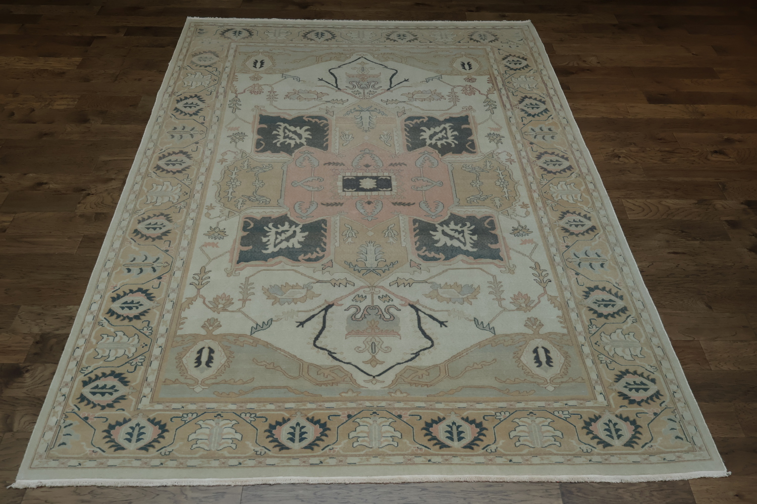 Vegetable Dye Geometric Vintage Heriz Persian Area Rug 9x12