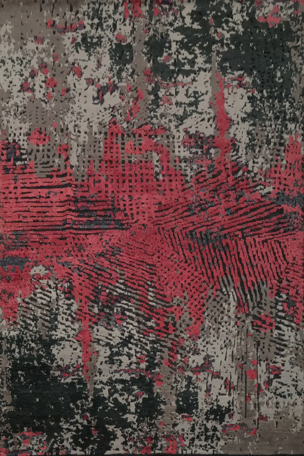 Dynamic Abstract Red and Gray ug for Modern Interiors 8x10