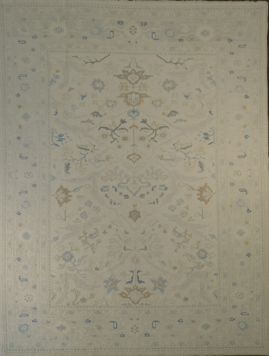 Vegetable Dye Oushak Turkish Wool Rug 9x12