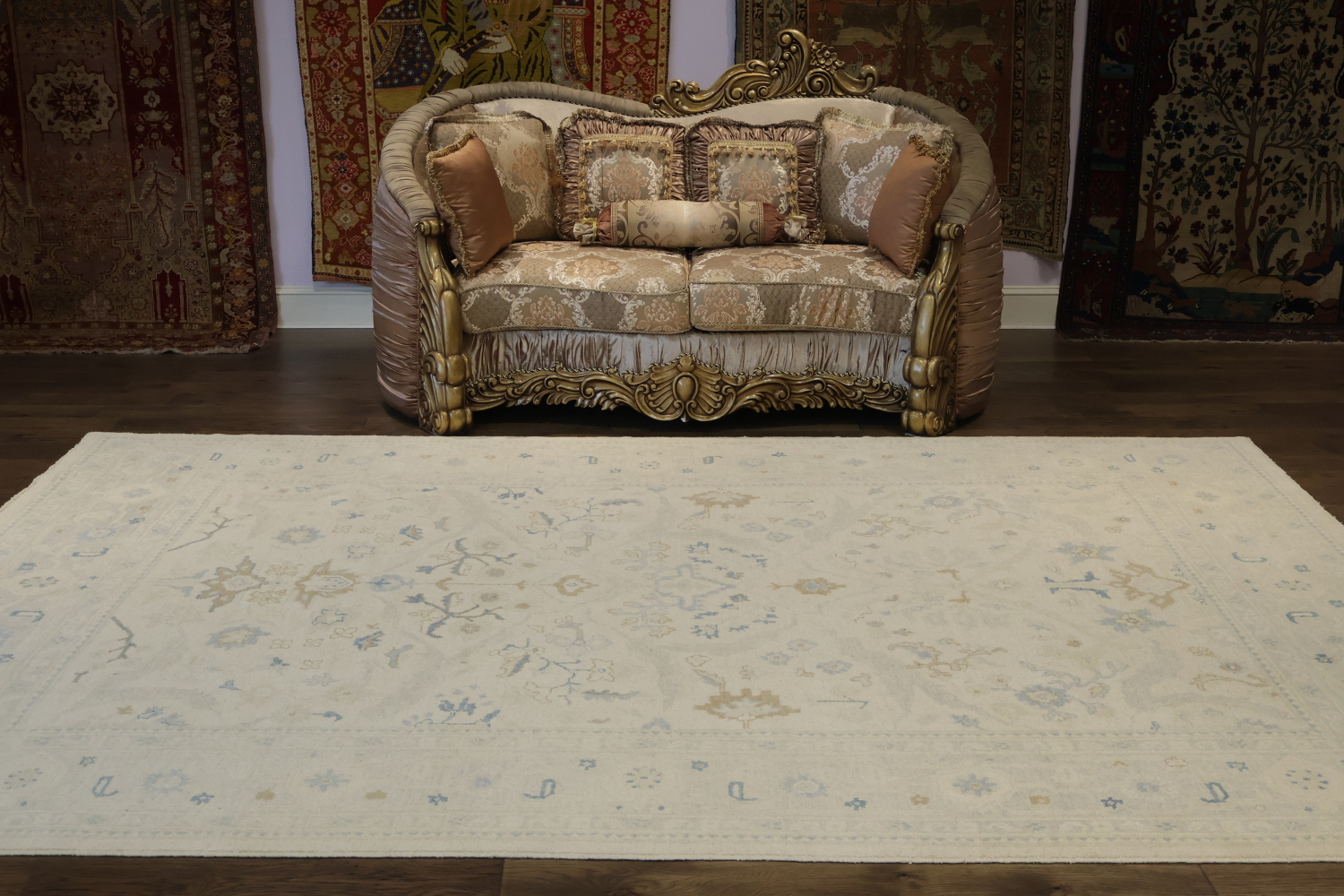 Vegetable Dye Oushak Turkish Wool Rug 9x12