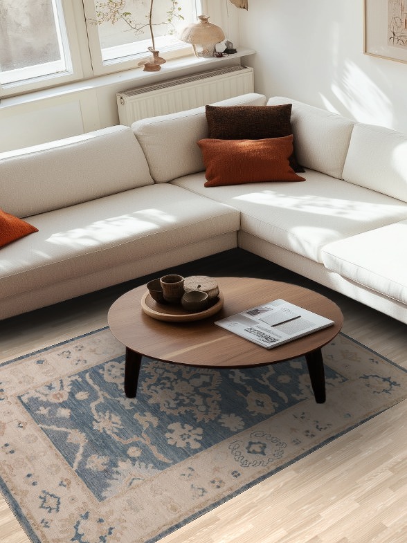 Vegetable Dye Oushak Turkish Area Rug 4x7
