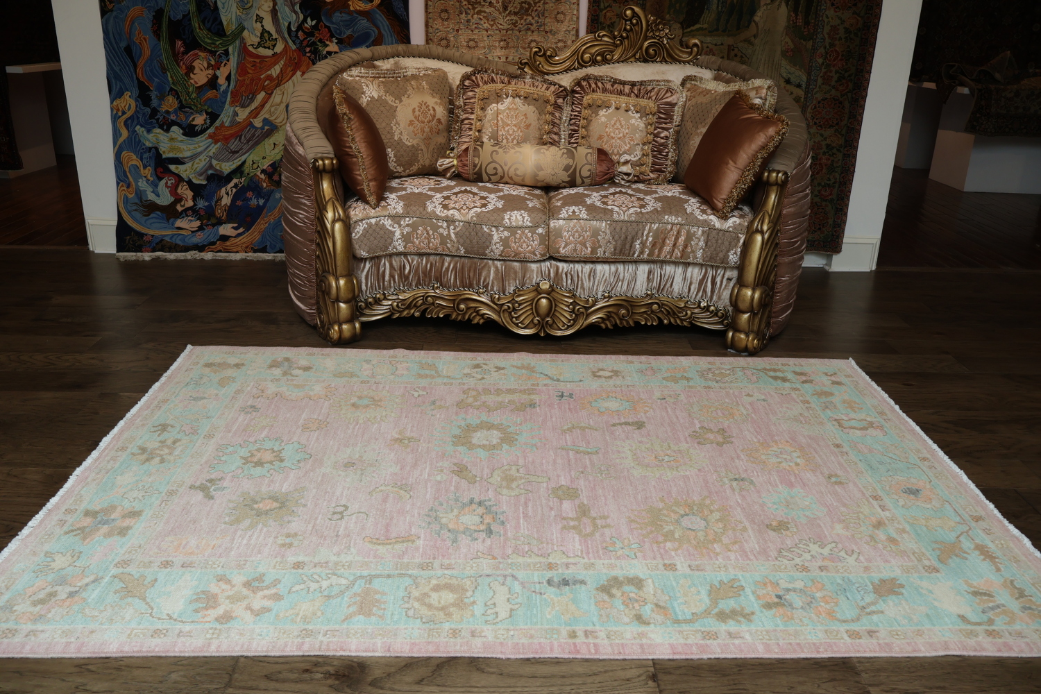 Wool Oushak Vegetable Dye Area Rug 5x8