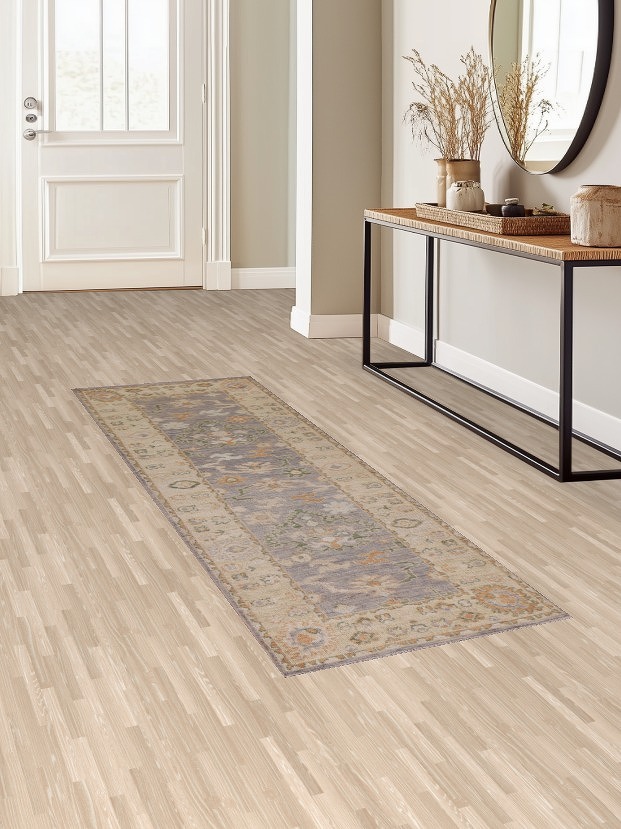 Vegetable Dye Oushak Turkish Runner Rug 3x8