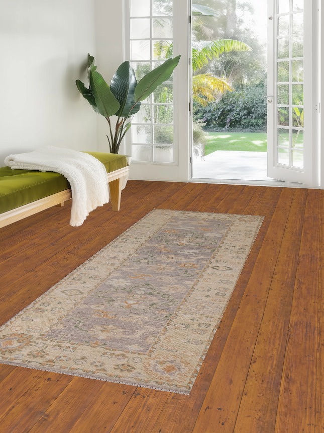 Oushak Vegetable Dye Runner Rug 3x8
