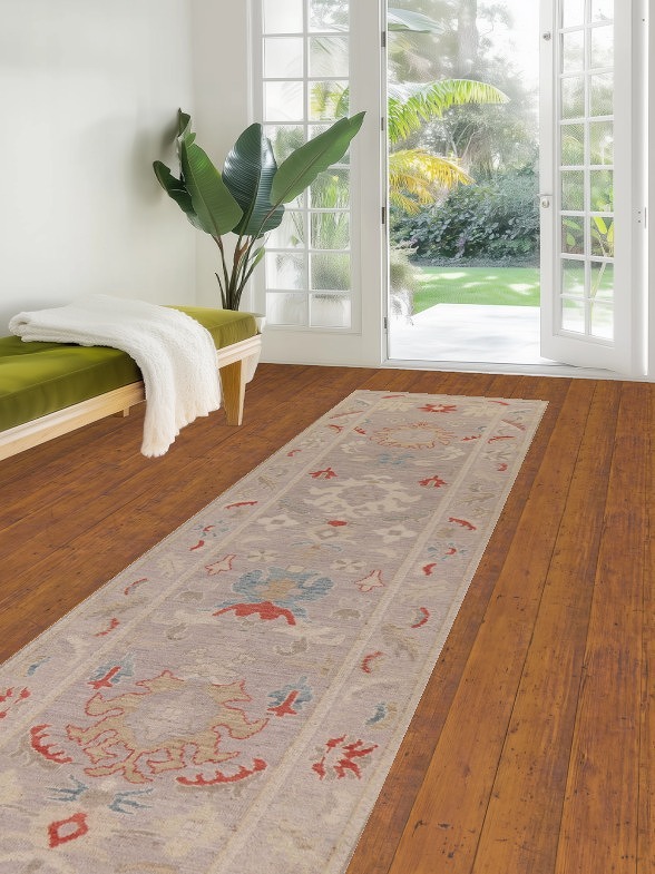 Vegetable Dye Oushak Turkish Runner Rug 3x12