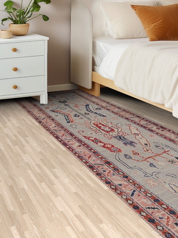 Vegetable Dye Oushak Turkish Runner Rug 3x12