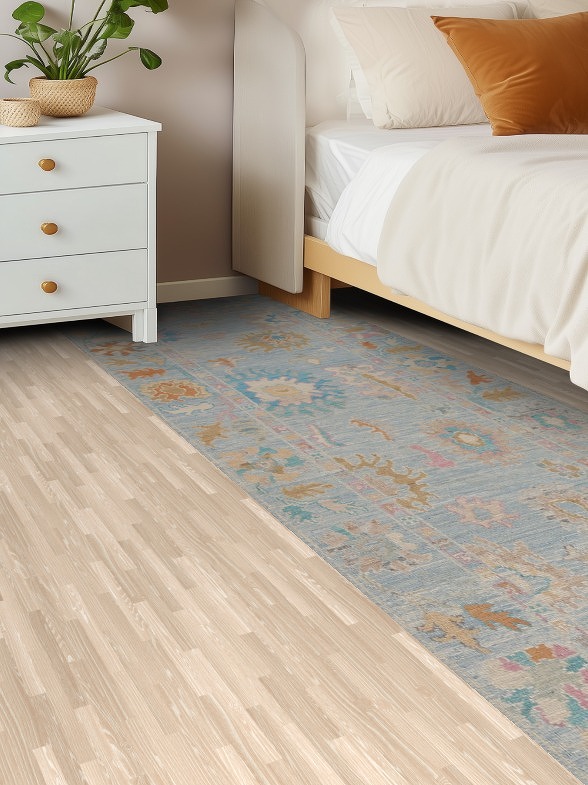 Vegetable Dye Oushak Turkish Runner Rug 3x10