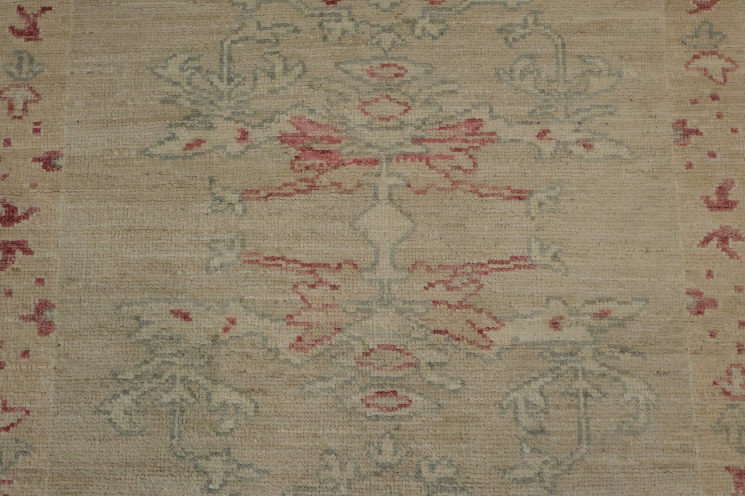 Vegetable Dye Oushak Turkish Runner Wool Rug 12' 0'' X 3' 5''