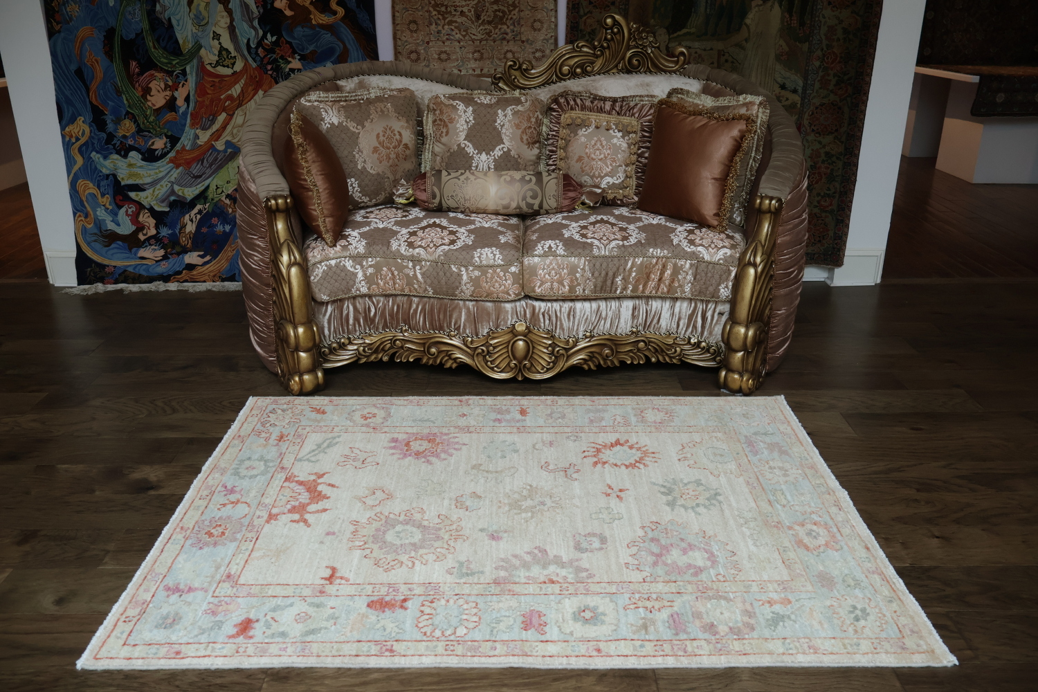 Floral Oushak Vegetable Dye Area Rug 4x6