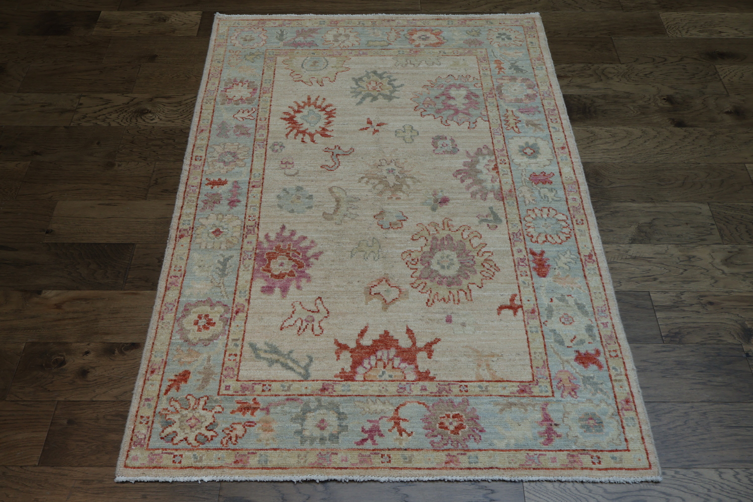 Floral Oushak Vegetable Dye Area Rug 4x6